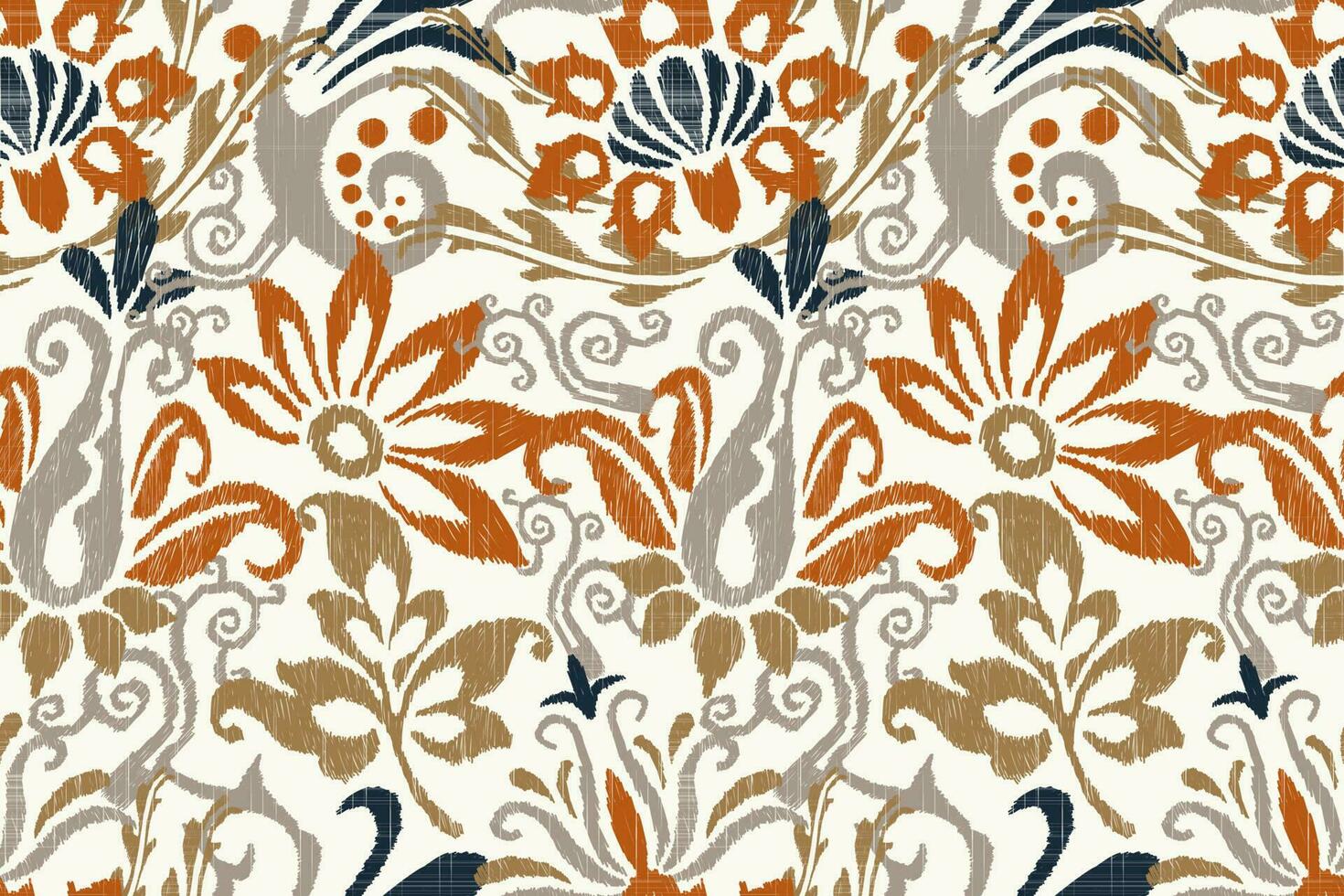 ikat blommig paisley broderi på vit bakgrund.ikat etnisk orientalisk sömlös mönster traditionell.aztec stil abstrakt vektor illustration.design för textur, tyg, kläder, inslagning, dekoration.