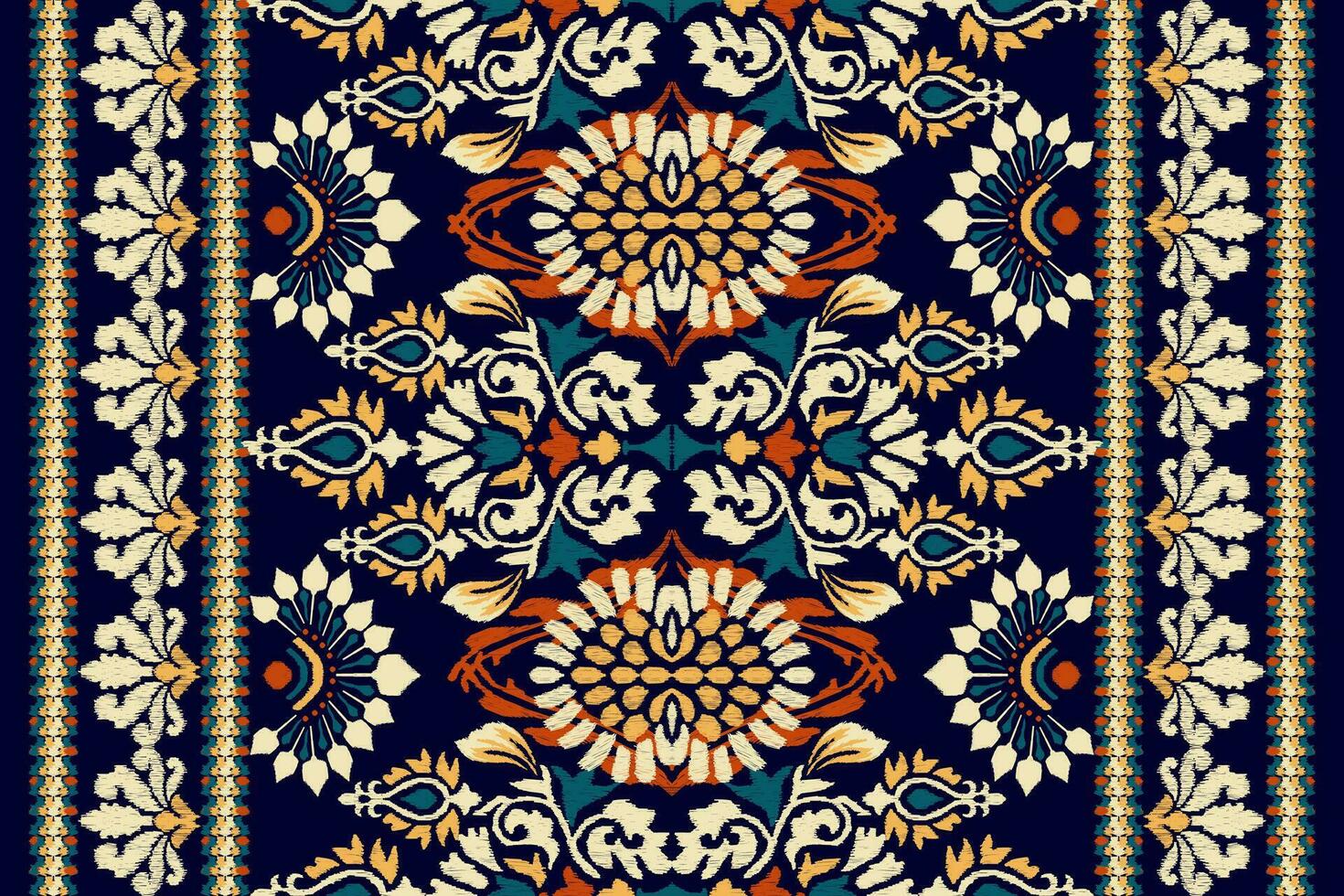 ikat blommig paisley broderi på lila bakgrund.ikat etnisk orientalisk mönster traditionell.aztec stil abstrakt vektor illustration.design för textur, tyg, kläder, inslagning, dekoration, matta.