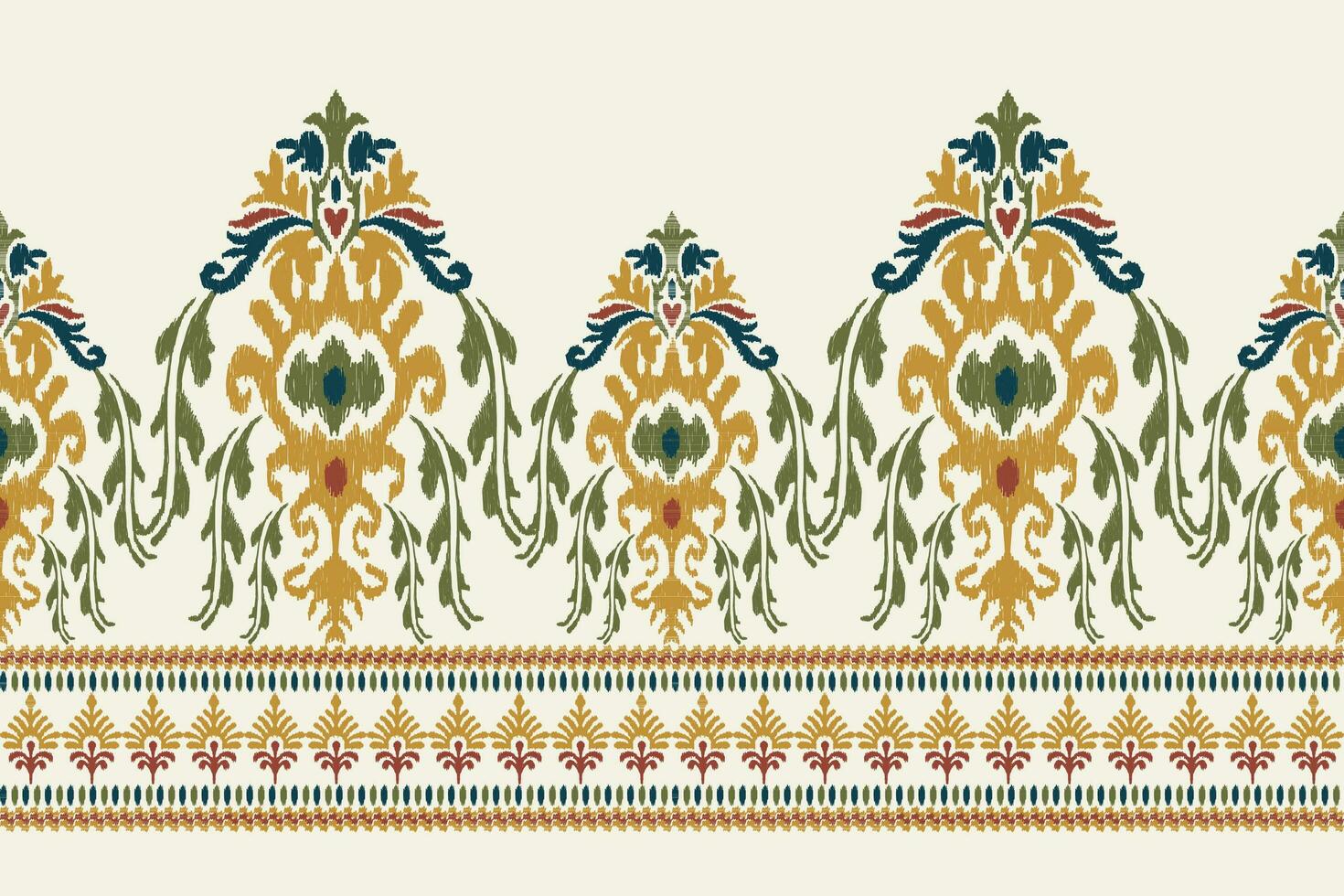 ikat blommig paisley broderi på vit bakgrund.ikat etnisk orientalisk mönster traditionell.aztec stil abstrakt vektor illustration.design för textur, tyg, kläder, inslagning, dekoration, sarong, halsduk