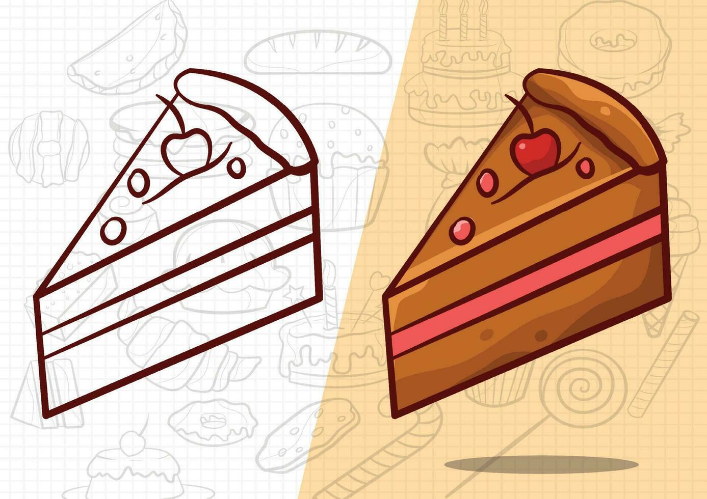 Karikatur Stil Süss und köstlich Kuchen Kunst Illustration vektor