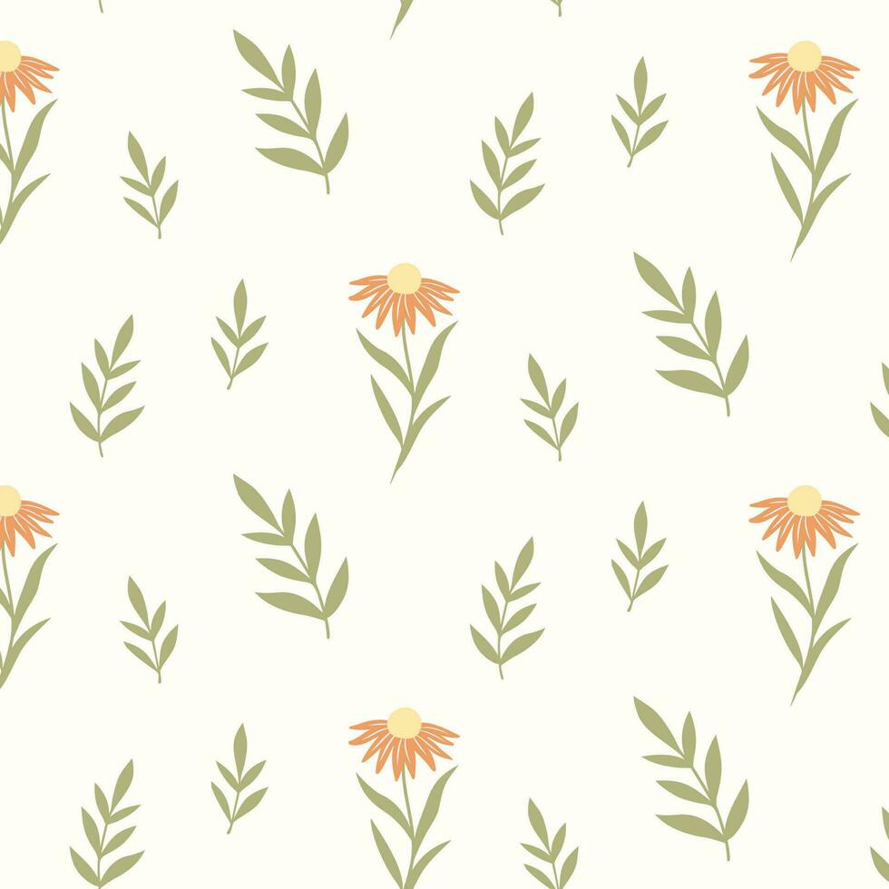 nahtlos Muster von Hand gezeichnet von wild Gekritzel Blumen auf isoliert Hintergrund. Design zum Mütter Tag, Ostern, Frühling und Sommer Feier, Scrapbooking, Textil, Zuhause Dekor, Papier Handwerk. vektor