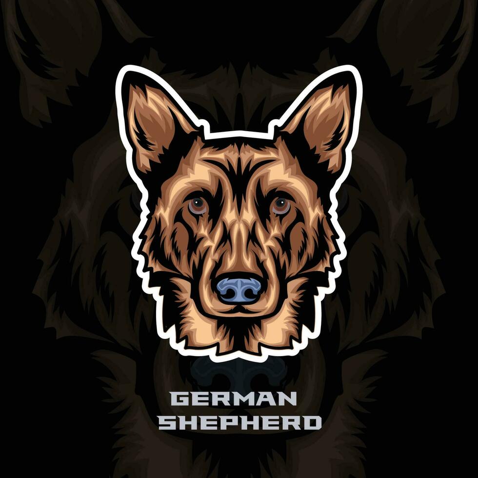 Deutsche Schäfer Hund Gesicht Vektor Lager Illustration, Hund Maskottchen Logo, Hund Gesicht Logo Vektor