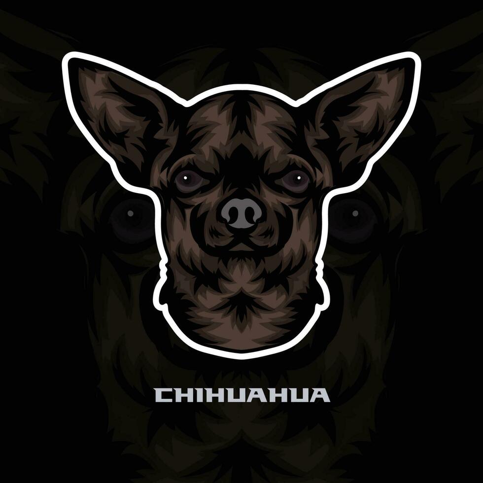 Chihuahua Hund Gesicht Vektor Lager Illustration, Hund Maskottchen Logo, Hund Gesicht Logo Vektor