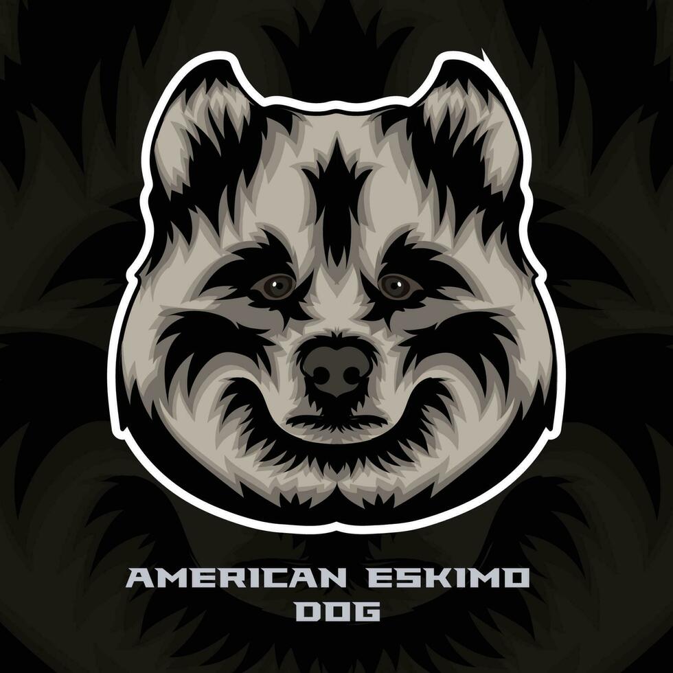 amerikanisch Eskimo Hund Gesicht Vektor Lager Illustration, Hund Maskottchen Logo, Hund Gesicht Logo Vektor