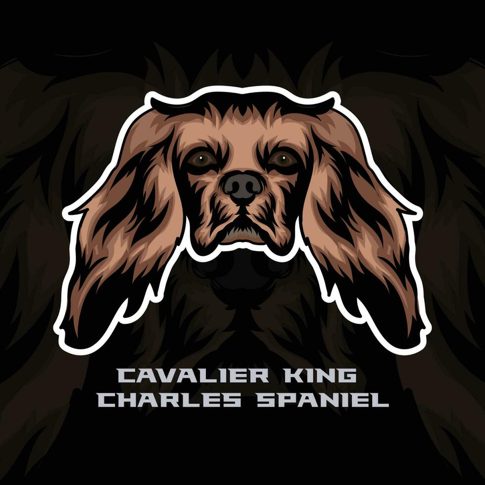 Kavalier König Charles Spanie Hund Gesicht Vektor Lager Illustration, Hund Maskottchen Logo, Hund Gesicht Logo Vektor