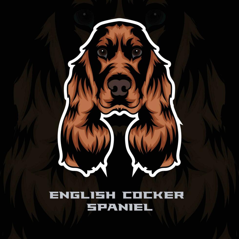 Englisch Cocker Spaniel Hund Gesicht Vektor Lager Illustration, Hund Maskottchen Logo, Hund Gesicht Logo Vektor