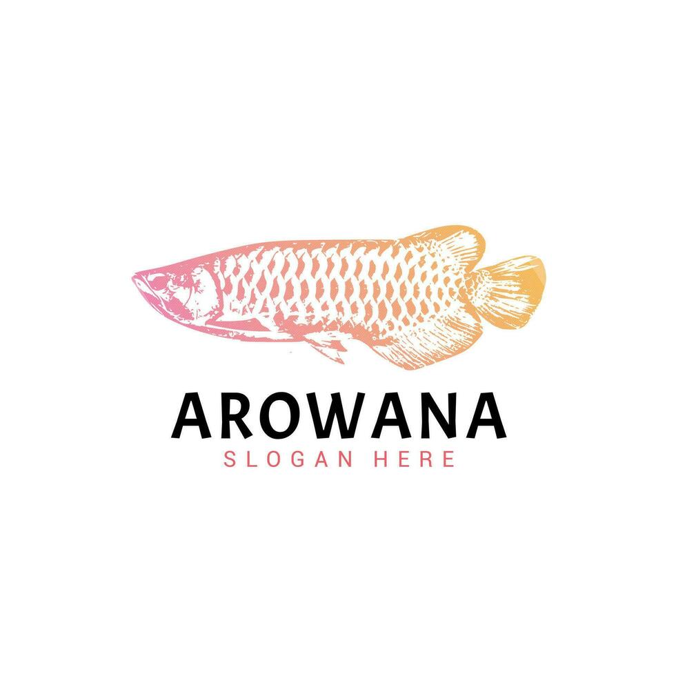 årgång arowanaen fisk logotyp design mall vektor