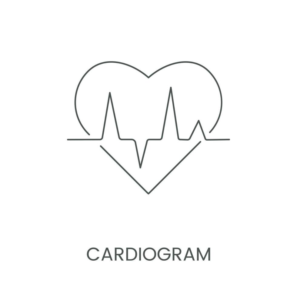 Kardiogramm ist ein linear Vektor Symbol mit ein Herz.