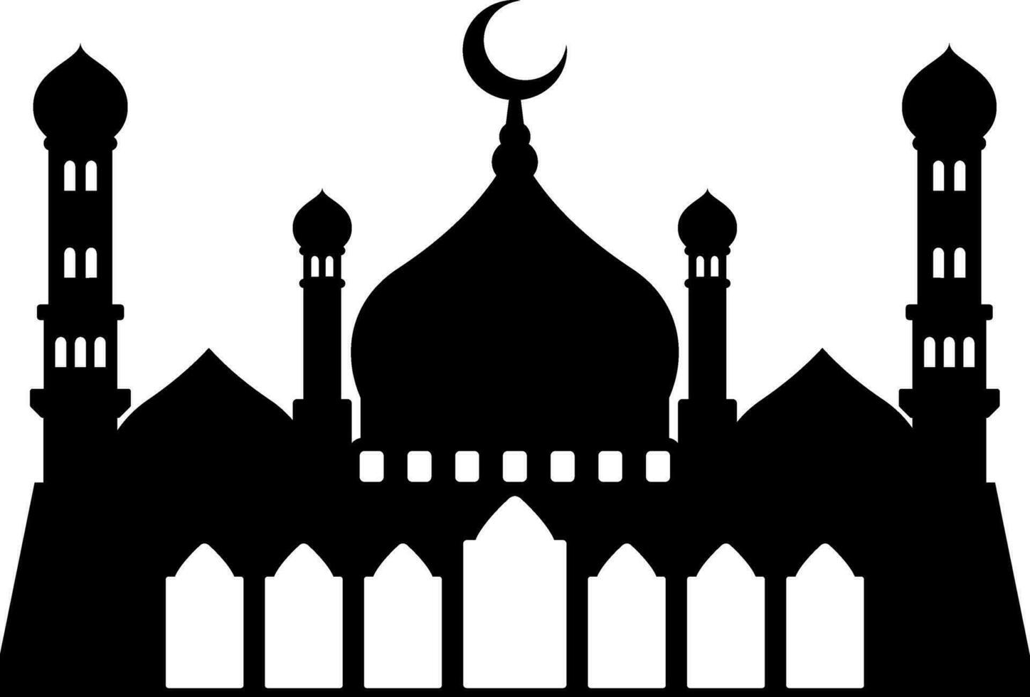 Moschee Vektor Illustration. Silhouette Moschee Symbol zum Zeichen und Symbol von Muslim Anbetung Ort. Moschee Symbol von Islam Religion und Muslim Glaube. Platz von Muslim zu beten