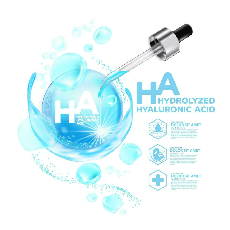 hydrolysiert hyaluronic Acid Serum Haut Pflege kosmetisch vektor