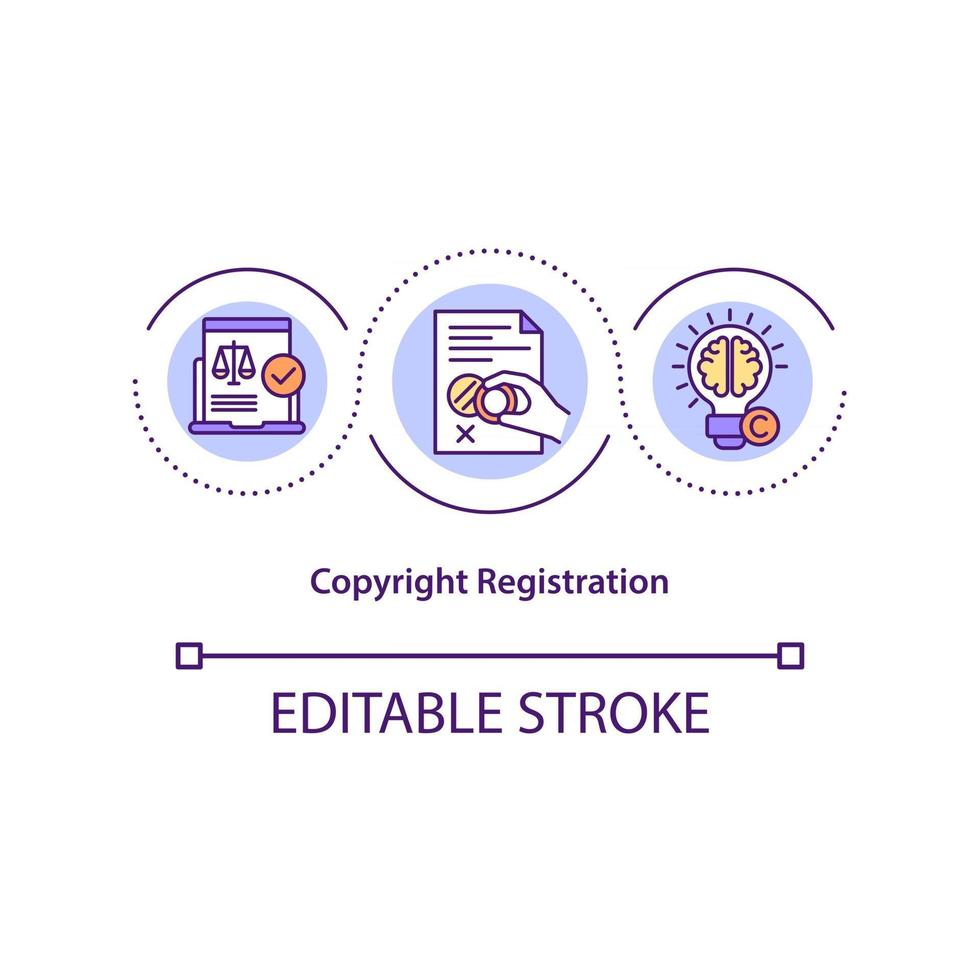 upphovsrätt registrering koncept ikon vektor