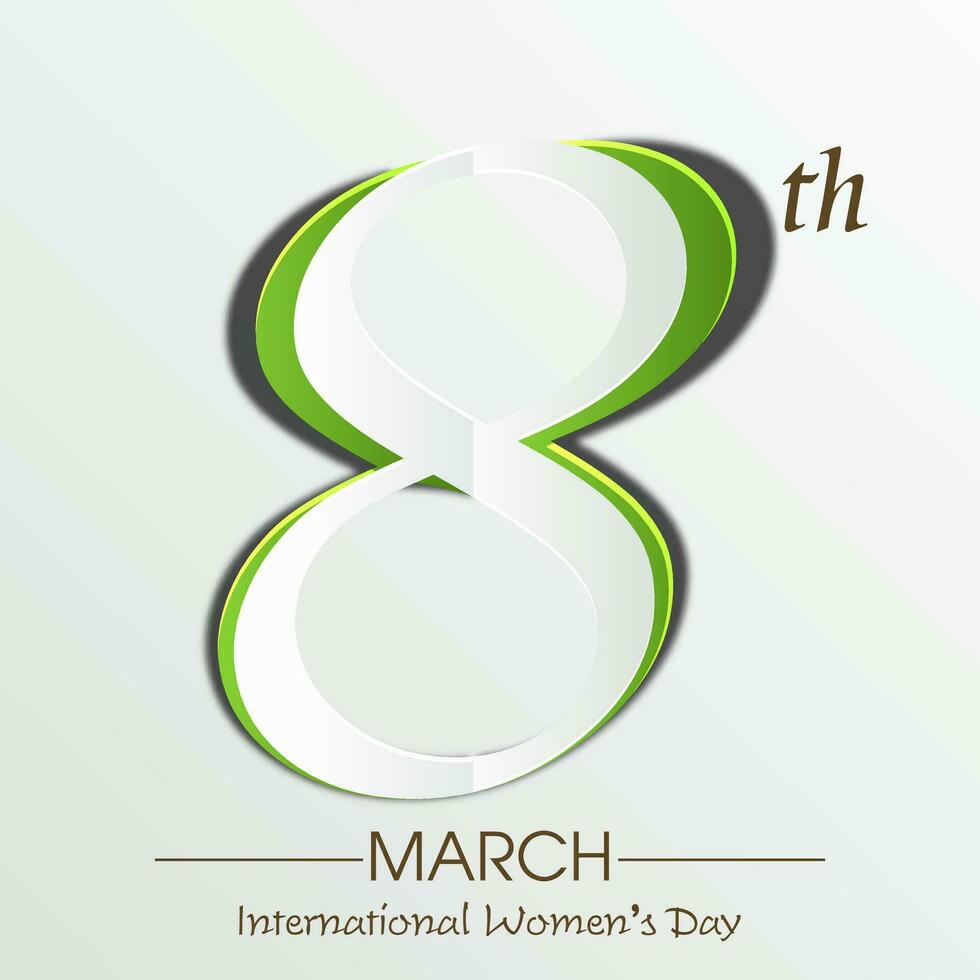 glücklich Damen Tag Feier Text 8 März auf glänzend Hintergrund. vektor