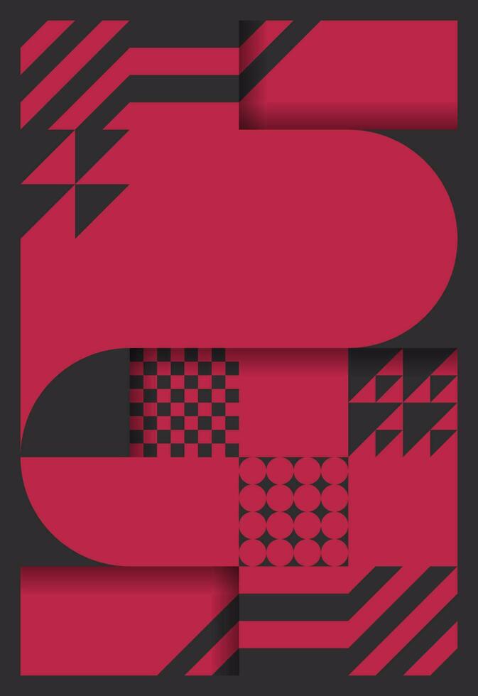 Bauhaus Stil geometrisch Muster Hintergrund. Farbe viva Magenta und schwarz. Design Textur Elemente zum Banner, Abdeckungen, Poster, Hintergründe, Wände. Vektor Illustration.