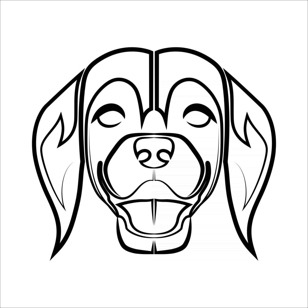 Schwarzweiss-Linienkunst der Vorderseite des Beagle-Hundekopfes gute Verwendung für Symbolmaskottchenikone-Avatar-Tätowierungs-T-Shirt-Design-Logo oder irgendein Design vektor