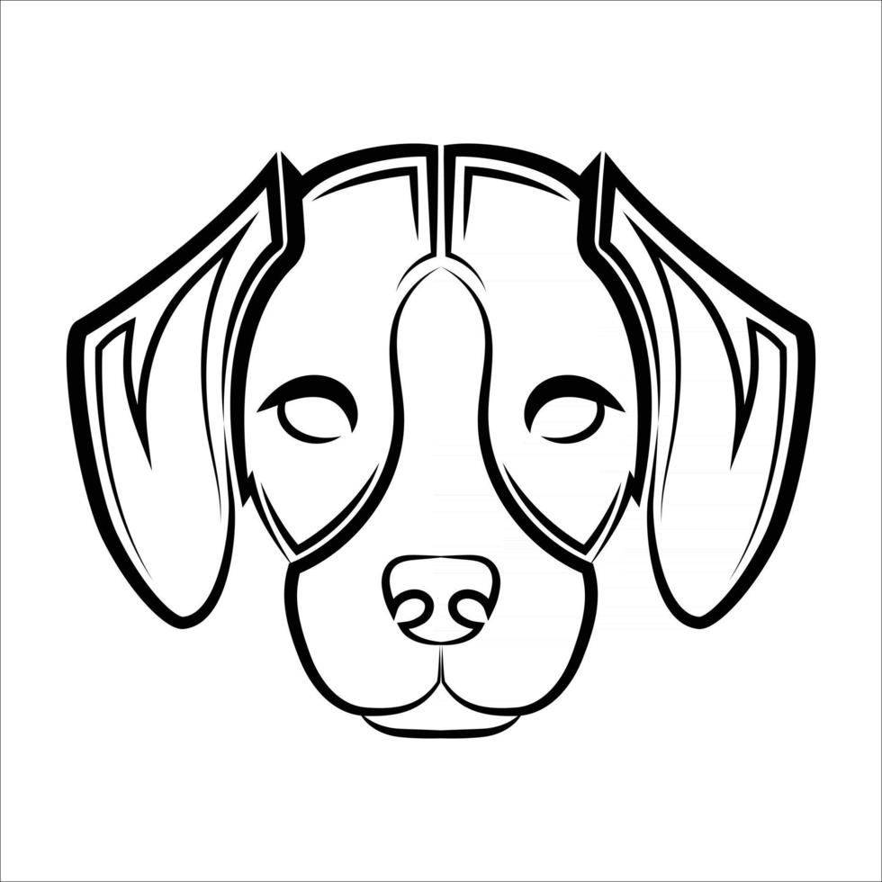 Schwarzweiss-Linienkunst der Vorderseite des Beagle-Hundekopfes gute Verwendung für Symbolmaskottchenikone-Avatar-Tätowierungs-T-Shirt-Design-Logo oder irgendein Design vektor