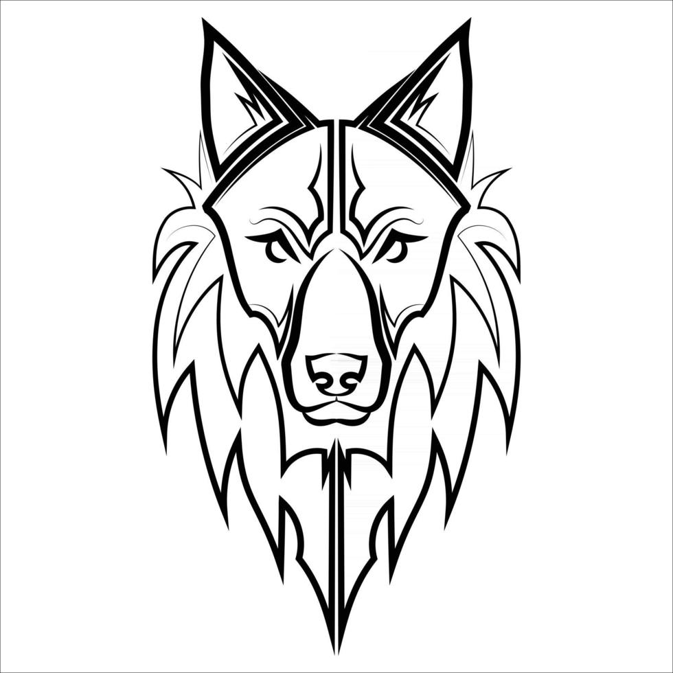 Schwarzweiss-Linienkunst des Wolfskopfes gute Verwendung für Symbolmaskottchenikone-Avatar-Tätowierungs-T-Shirt-Designlogo oder jedes gewünschte Design vektor