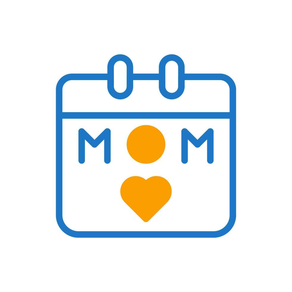 kalender mamma ikon duotone blå orang Färg mor dag symbol illustration. vektor