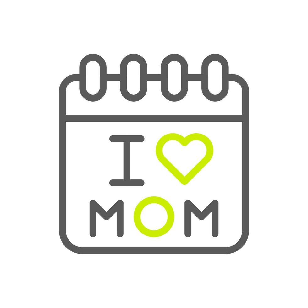 kalender mamma ikon duofärg grön grå Färg mor dag symbol illustration. vektor
