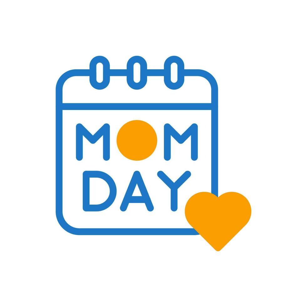 kalender mamma ikon duotone blå orang Färg mor dag symbol illustration. vektor