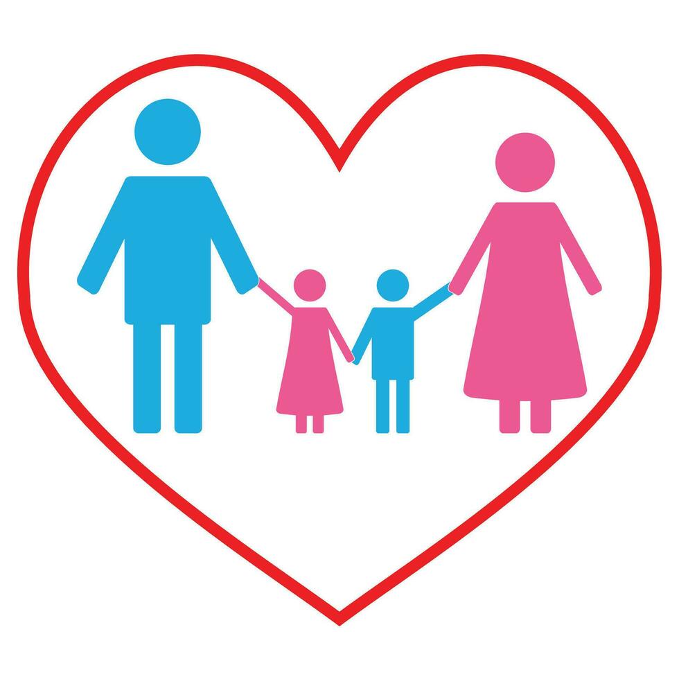 Liebe Familie Konzept Banner. glücklich Familie und Paar mit Kinder. Vektor Illustration