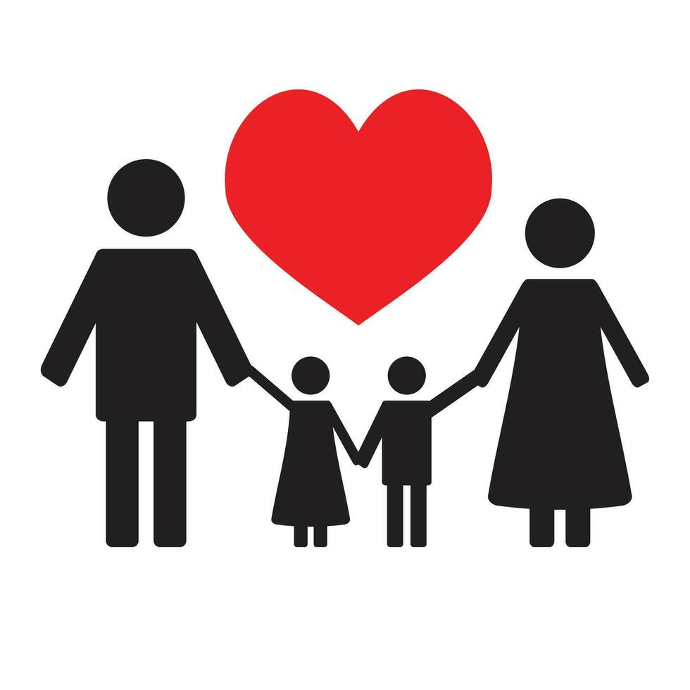 glücklich Familie Liebe. Familie Silhouette und Kinder Liebe. Vektor Illustration