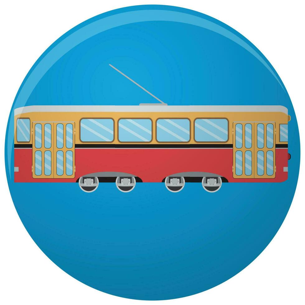 Straßenbahn Symbol Wohnung. Jahrgang Straßenbahn Seite. Vektor Illustration