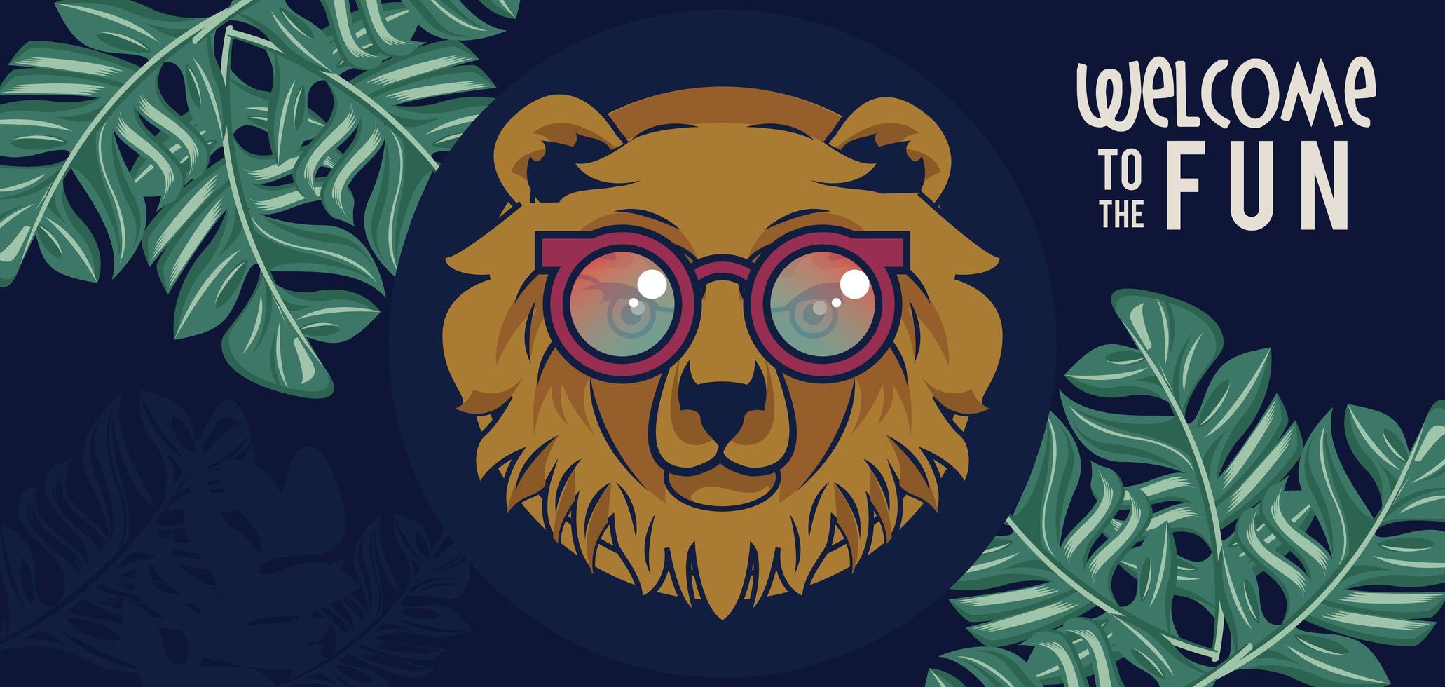 Välkommen till det roliga med björnen med glasögon vektor