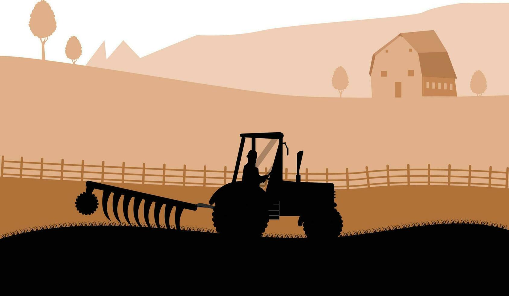 lantbruk och jordbruk. jordbruksnäringen tracktor. lantlig landskap. design element för info grafisk, webbplatser och skriva ut media. vektor
