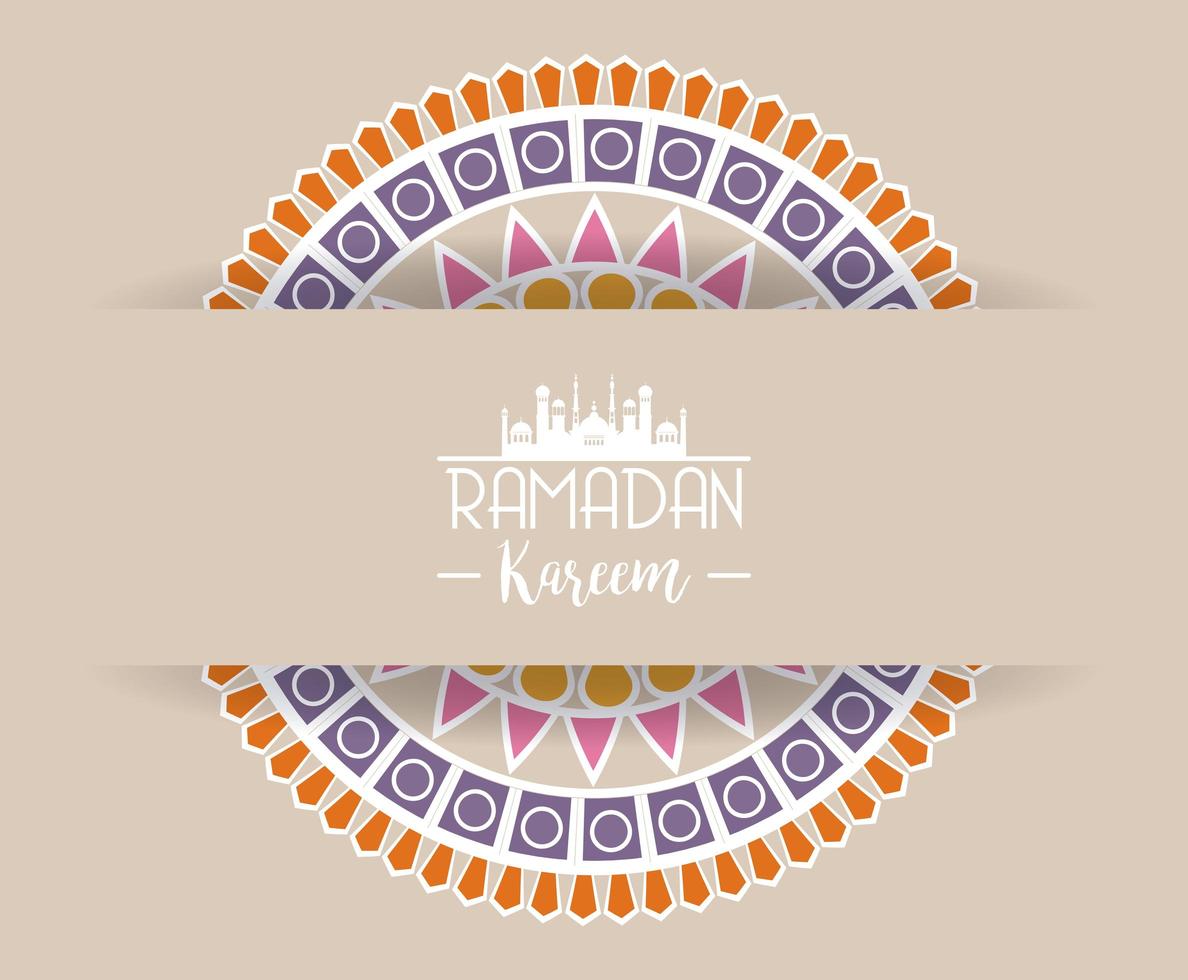 Eid Mubarak Karte mit Mandala Rahmen vektor