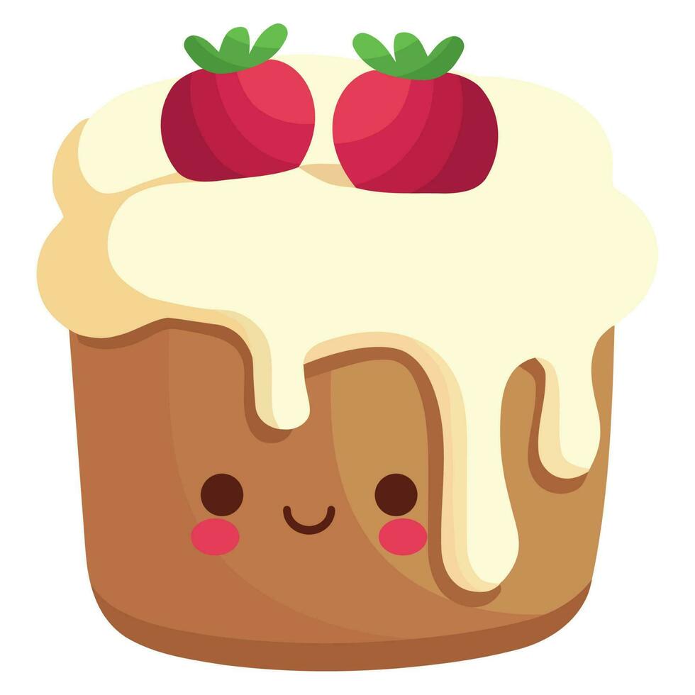 Gourmet Kuchen Symbol mit Erdbeeren Über Weiß vektor