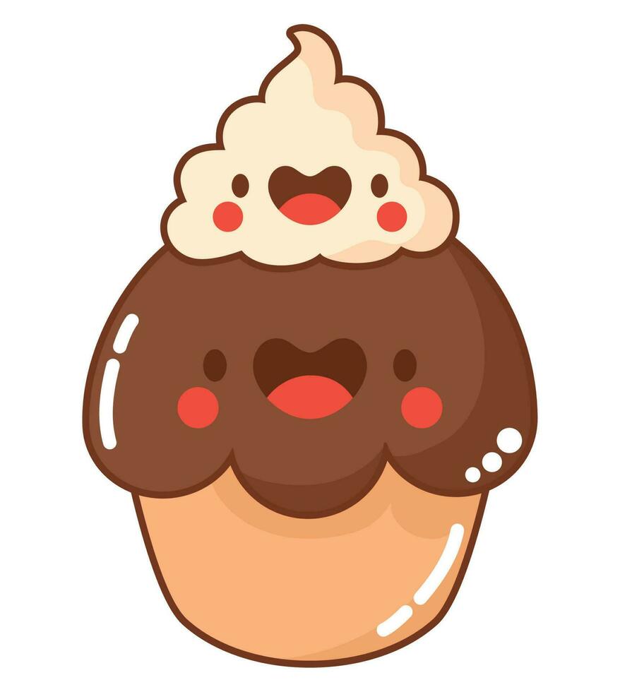 kawaii Eis Sahne Design Über Weiß vektor