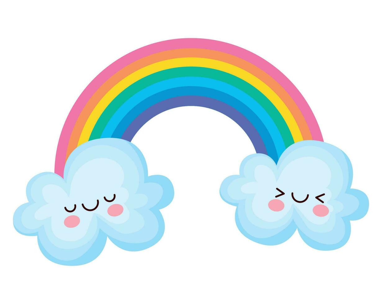 kawaii Regenbogen Illustration Über Weiß vektor