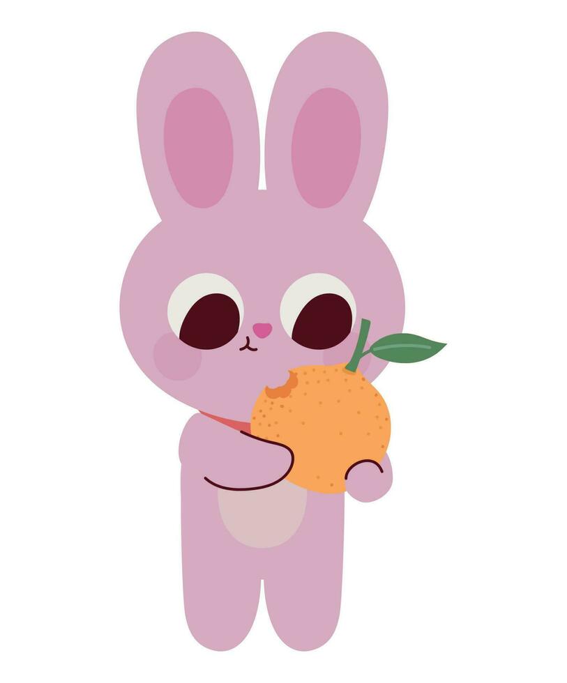 rosa kanin ikon med ett orange vektor