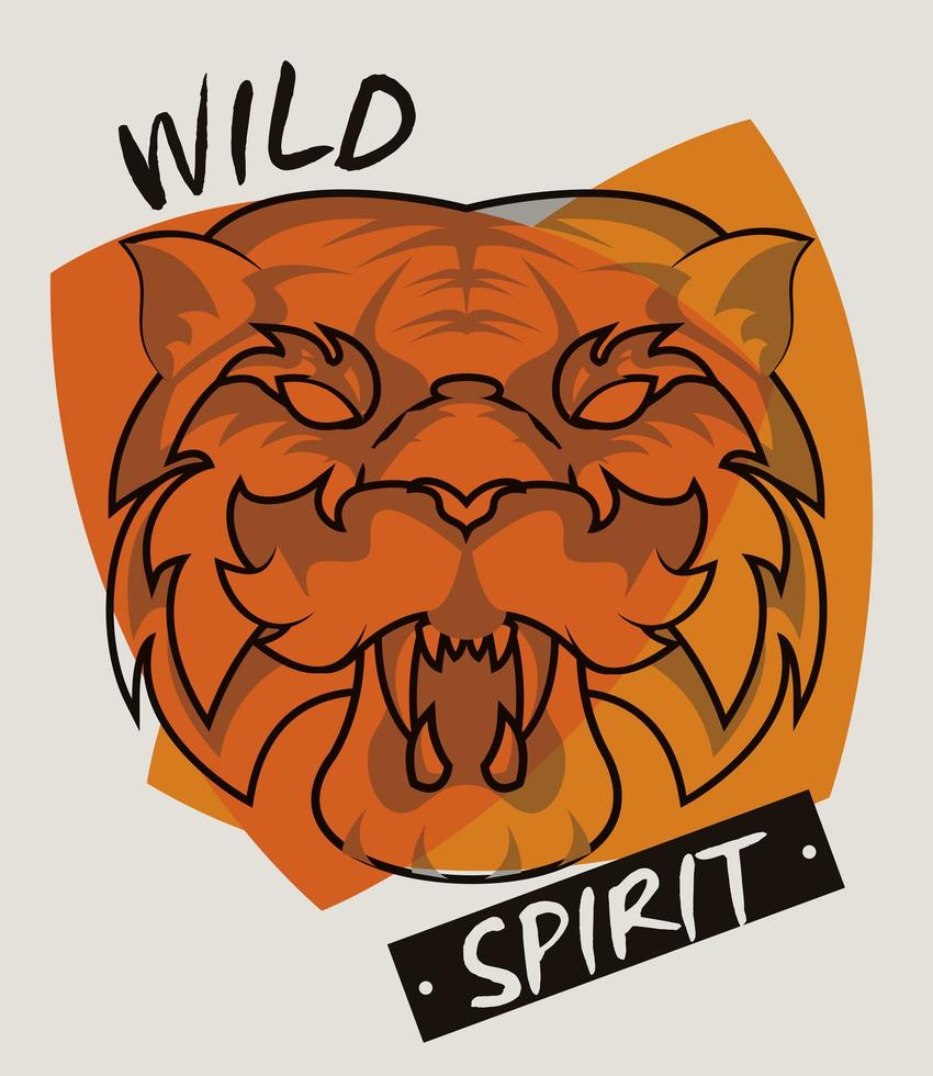 wild tiger spirit kreativ design vektor