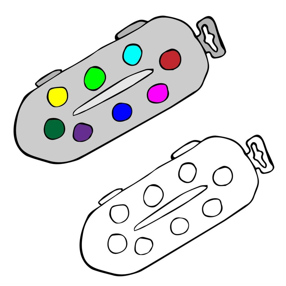 Kritzeleien Schule Bildung Palette mit Farben vektor