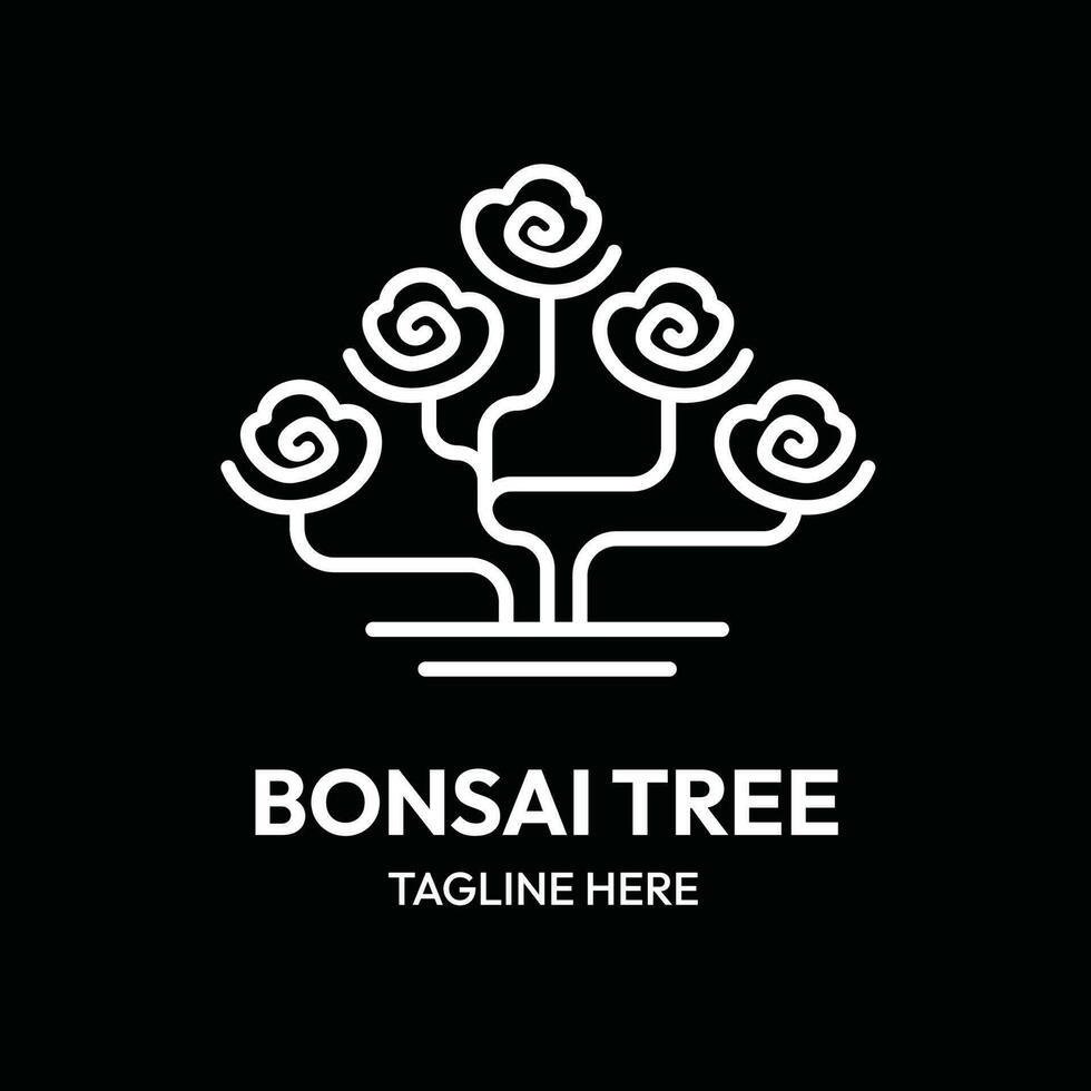 Bonsai Baum Linie Kunst Gliederung Logo vektor
