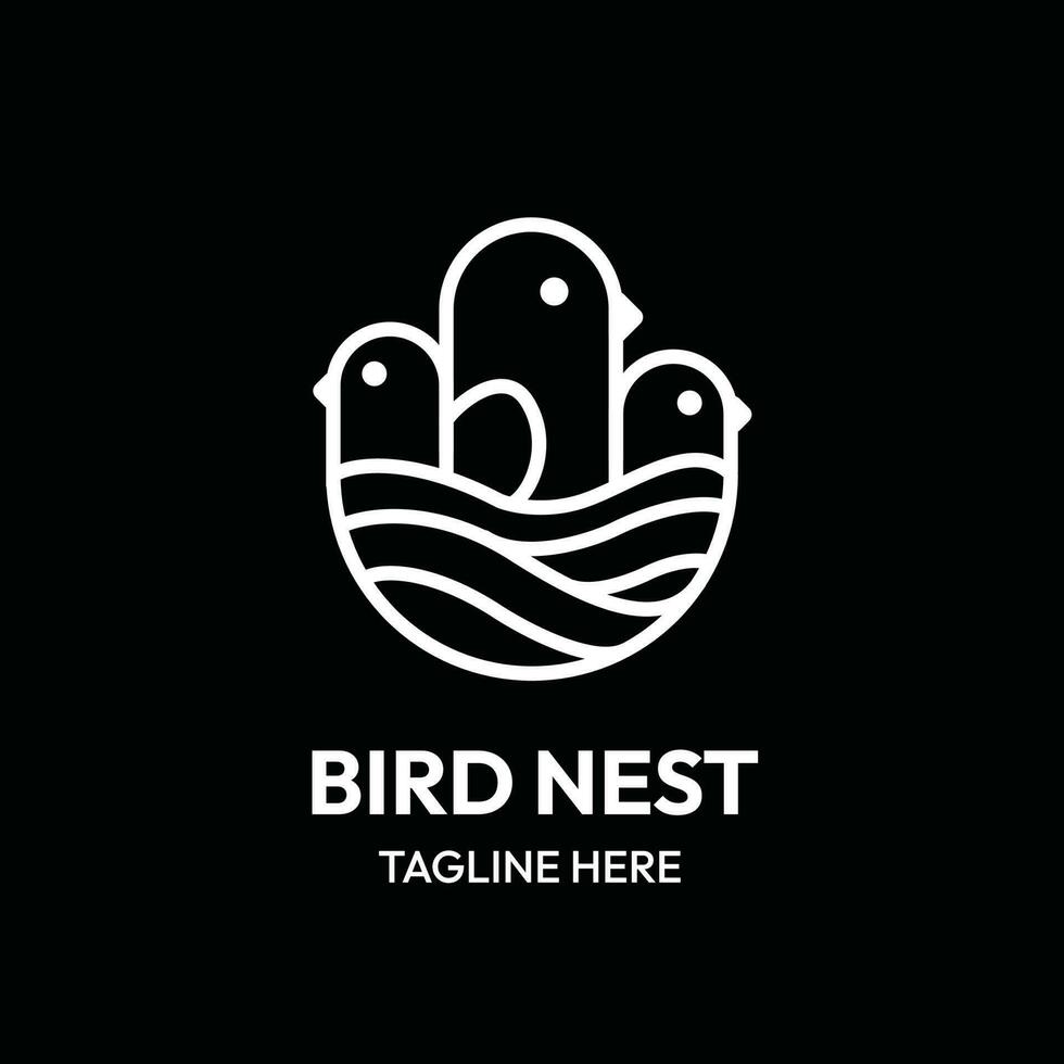 Vogel Nest Linie Kunst Gliederung Logo vektor