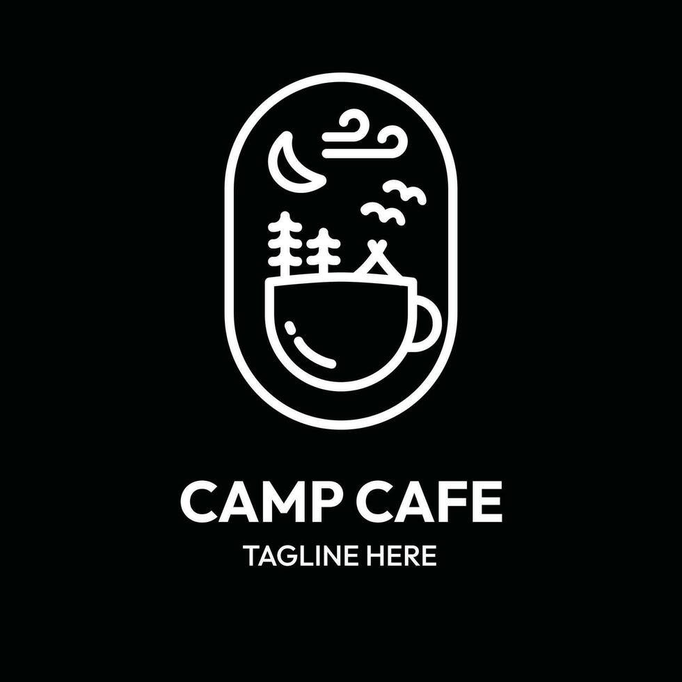 Lager Cafe Linie Kunst Gliederung Logo vektor