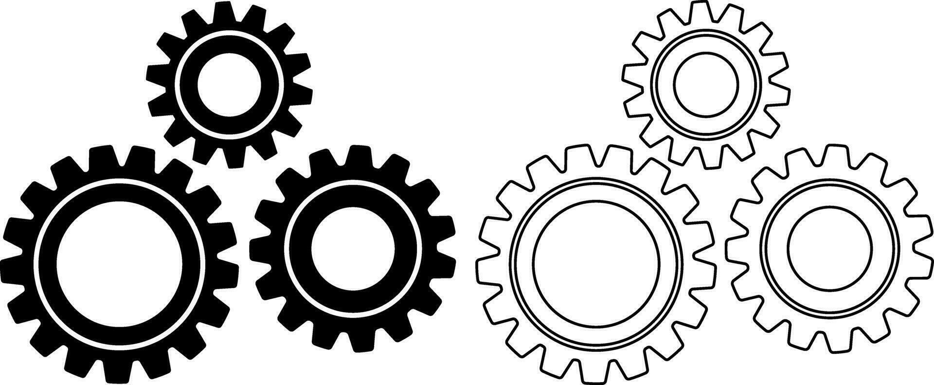 Gliederung Silhouette Ausrüstung Symbol einstellen vektor