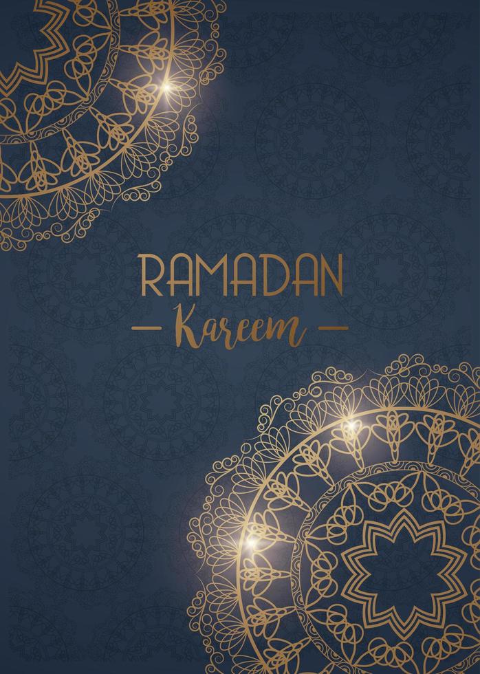 eid mubarak kort med mandalas ramar dekoration vektor