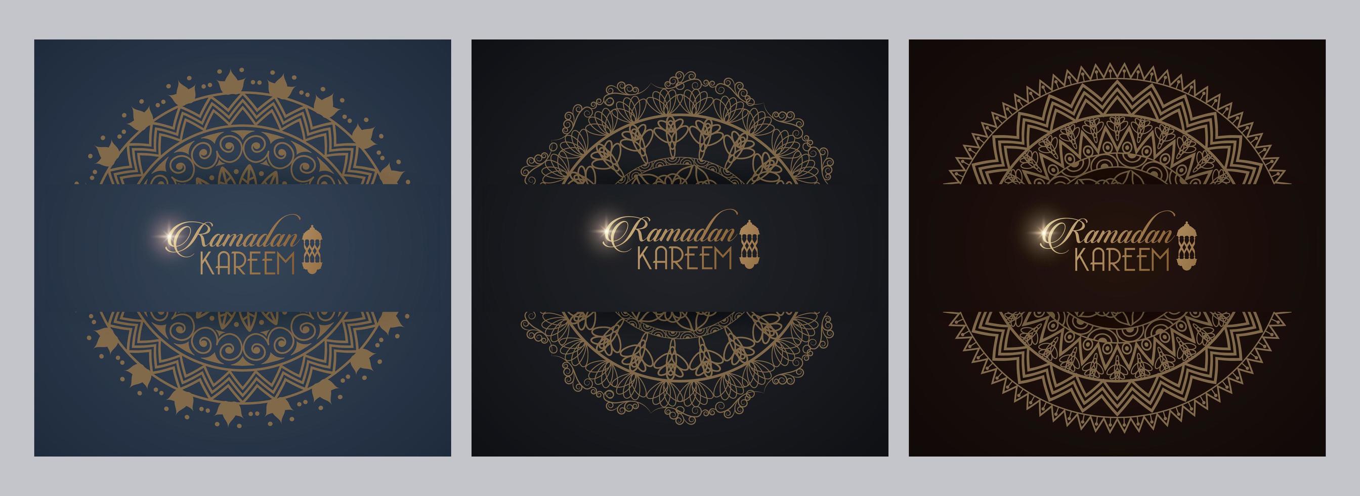 eid mubarak kort med mandalas ramar dekoration vektor