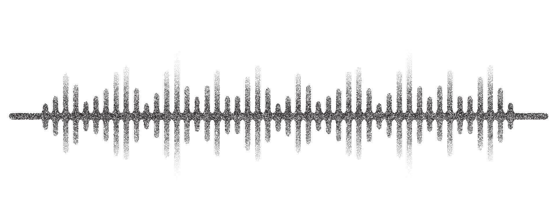 ljud Vinka mönster. prickad musik frekvens. halvton grunge gräns. digital utjämnare. vektor illustration isolerat på vit bakgrund