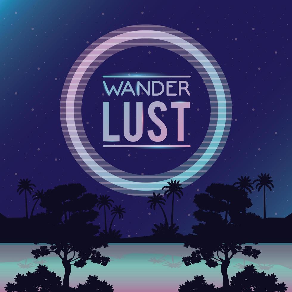 wanderlust affisch med scenikon vektor