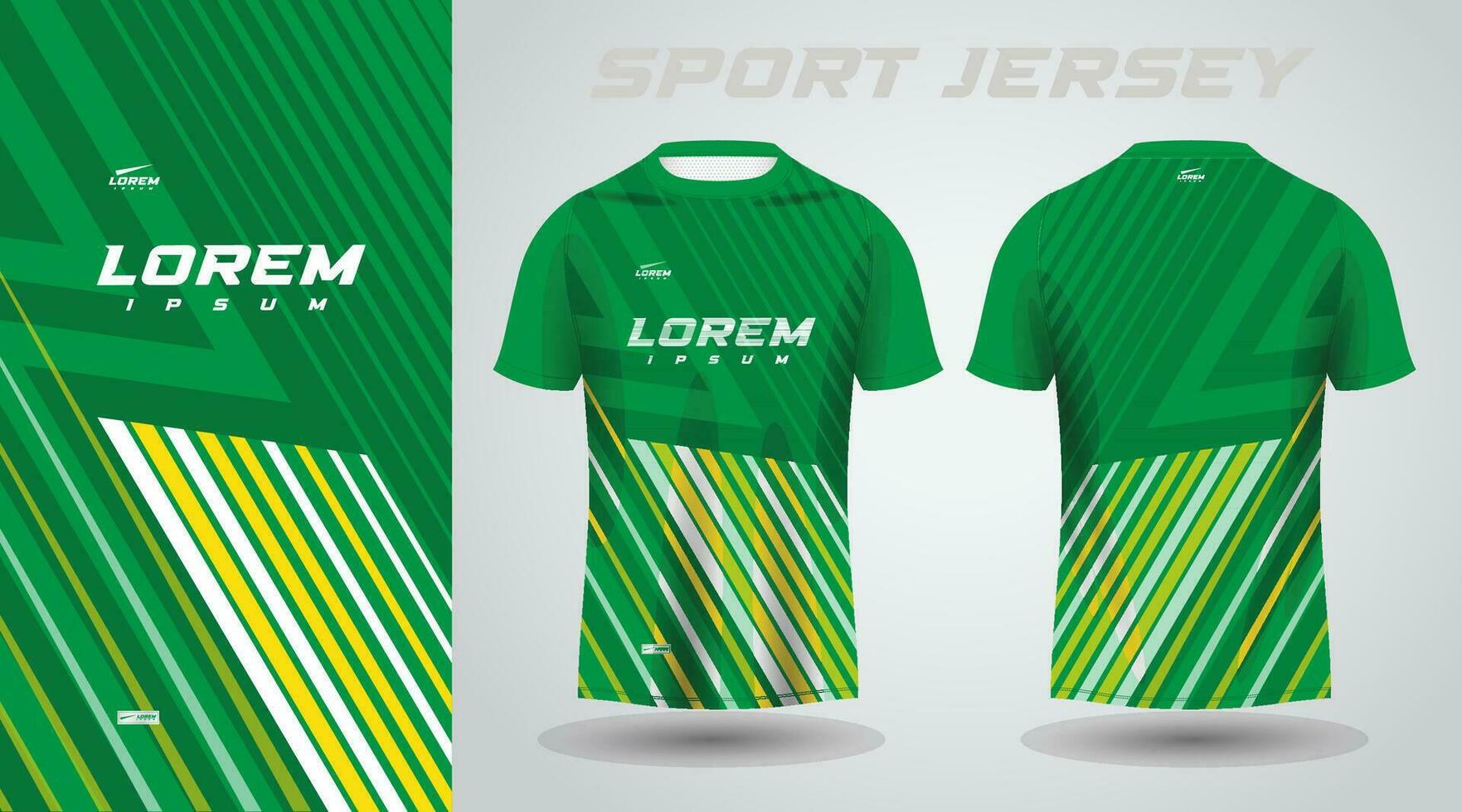 Grün Gelb Hemd Fußball Fußball Sport Jersey Vorlage Design Attrappe, Lehrmodell, Simulation vektor
