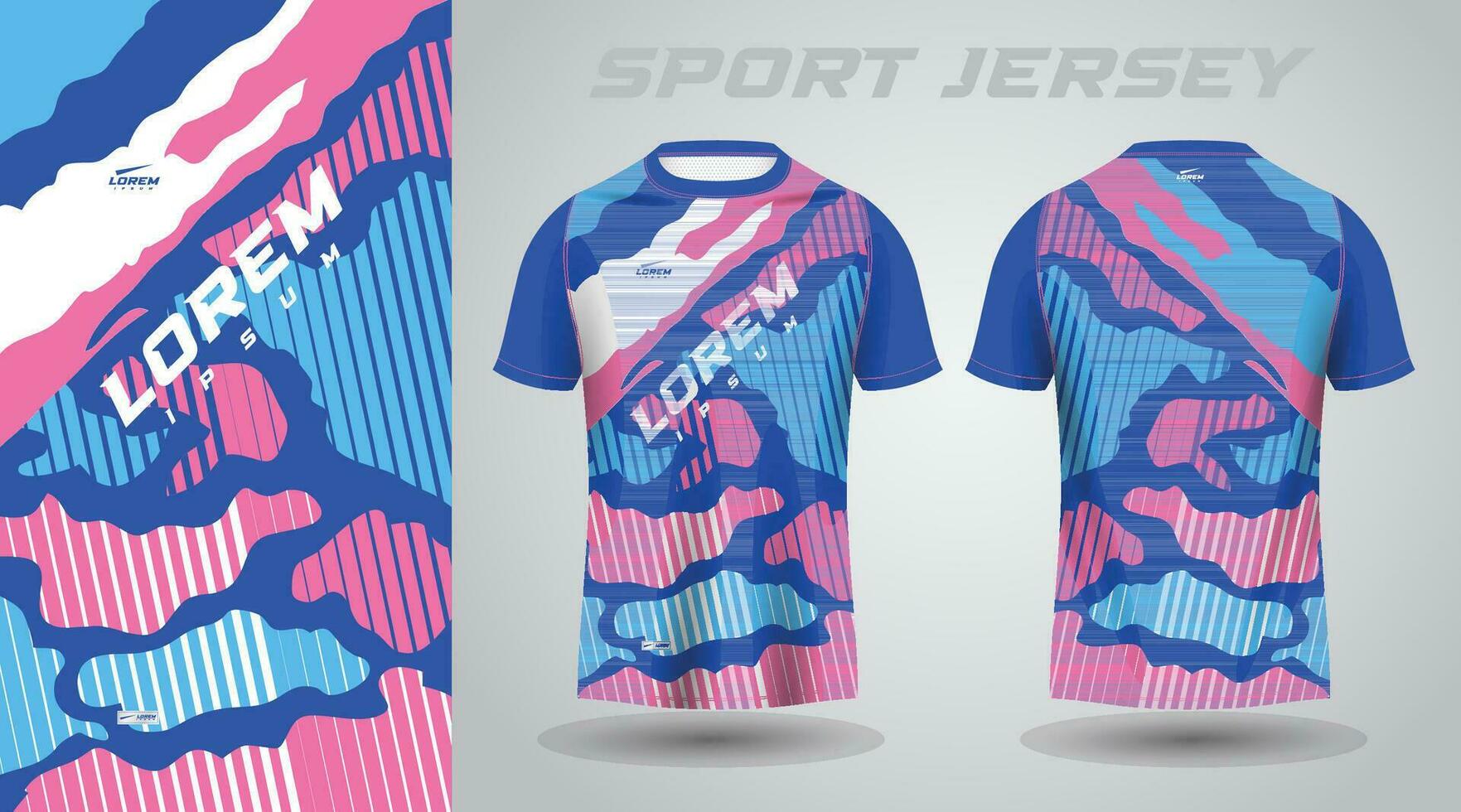 blå rosa skjorta fotboll fotboll sport jersey mall design attrapp vektor