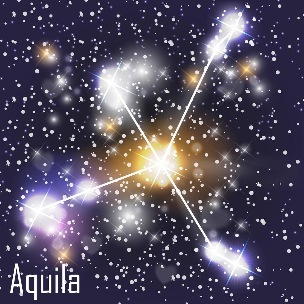 Aquila-Konstellation mit schönen hellen Sternen auf dem Hintergrund der kosmischen Himmelsvektorillustration vektor