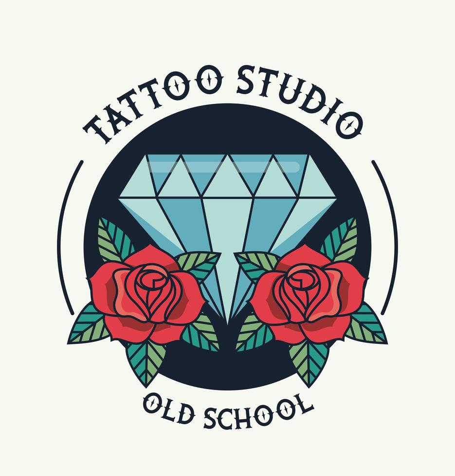 Diamant und Rosen Tattoo Studio Bild künstlerisch vektor