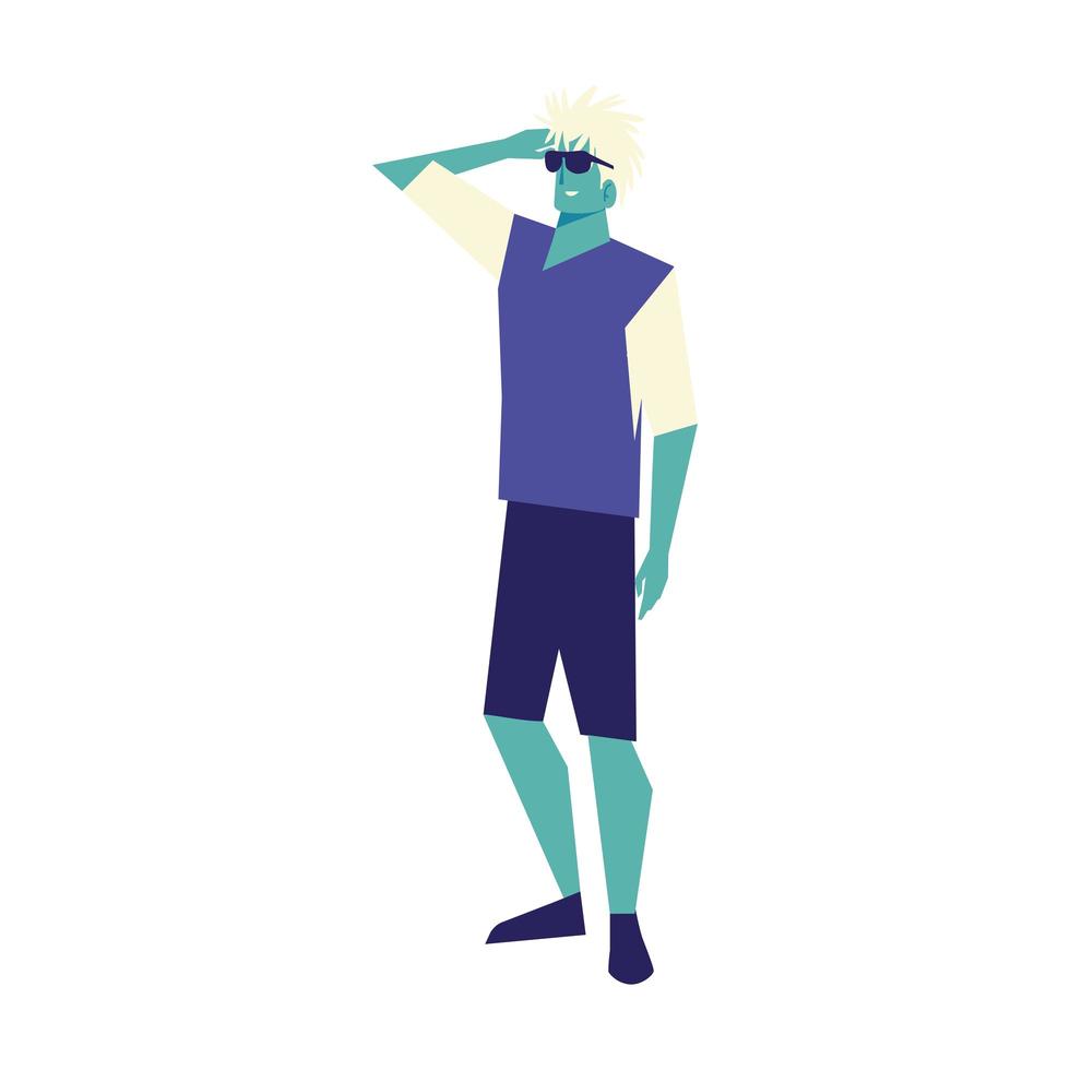 Mann mit Sonnenbrille Charakter Avatar männliche Ikone weißen Hintergrund vektor