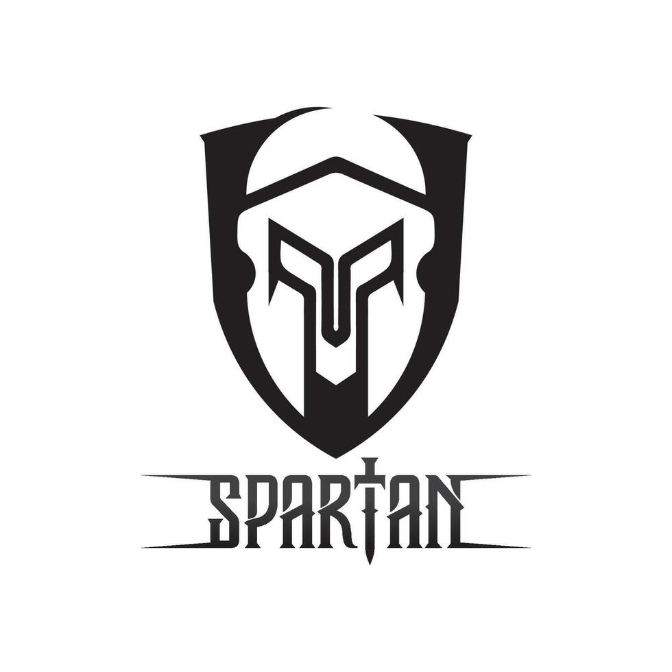 spartanisches und Gladiator-Helm-Logo-Symbol entwirft Vektor