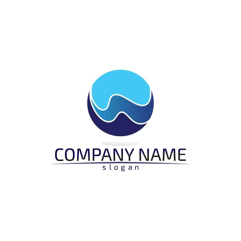 vågor strand blå vatten logotyp och symboler mall ikoner app vektor
